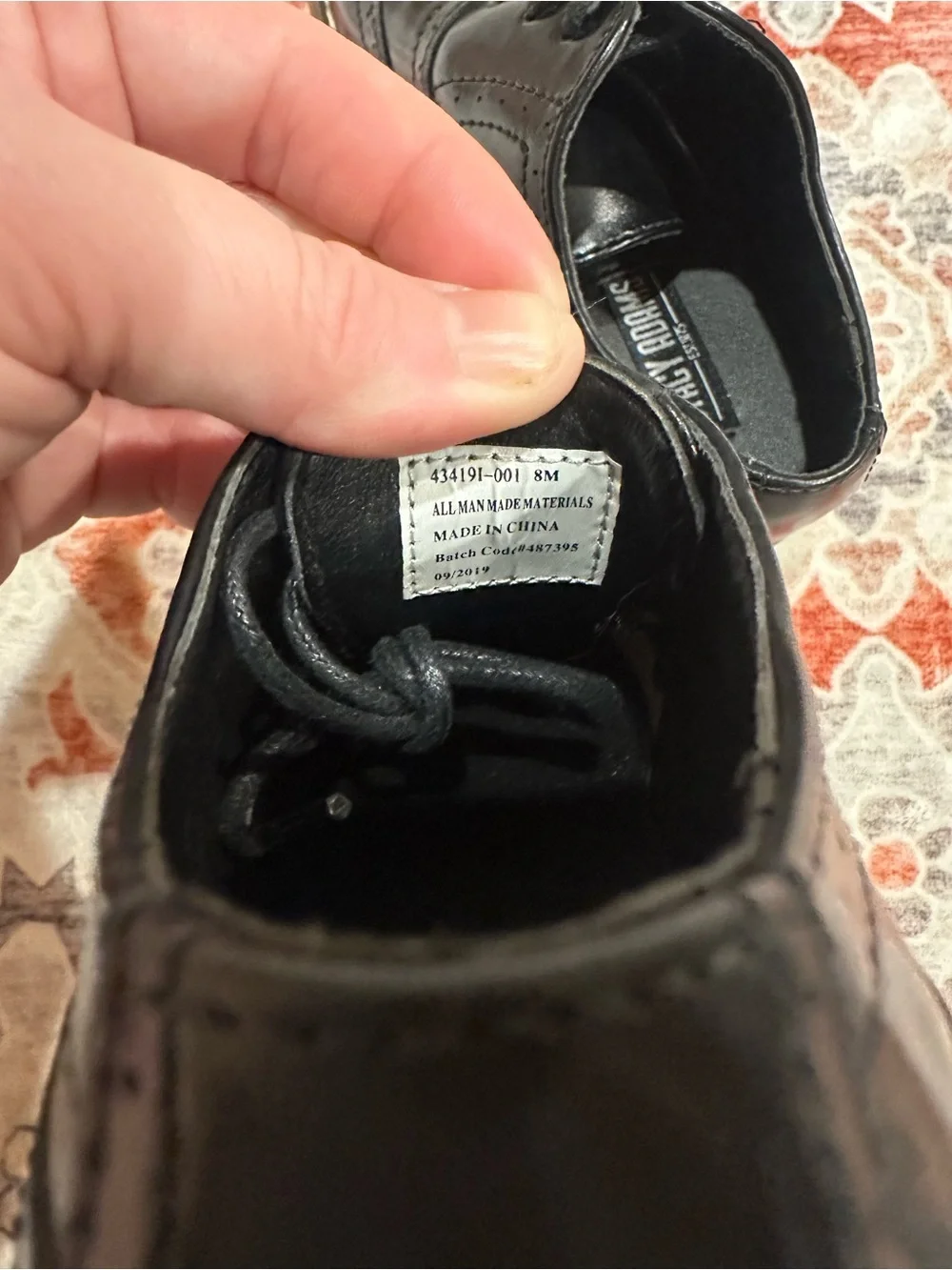 Stacy Adams Black Boys Wingtip Dress Shoes with Brown Sole